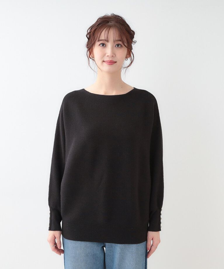 SHOO･LA･RUE「【洗える】大人の上品コーデに お袖ビジュー釦付きリブドルマンニット」|ニット・セーター|