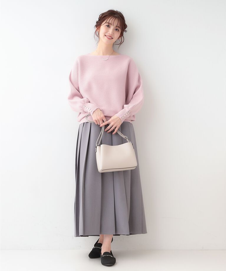 SHOO･LA･RUE「【洗える】大人の上品コーデに お袖ビジュー釦付きリブドルマンニット」|ニット・セーター|