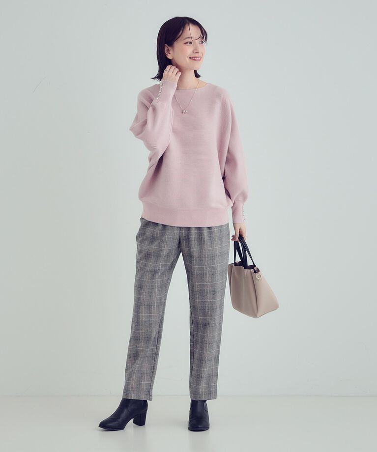 SHOO･LA･RUE「【洗える】大人の上品コーデに お袖ビジュー釦付きリブドルマンニット」|ニット・セーター|