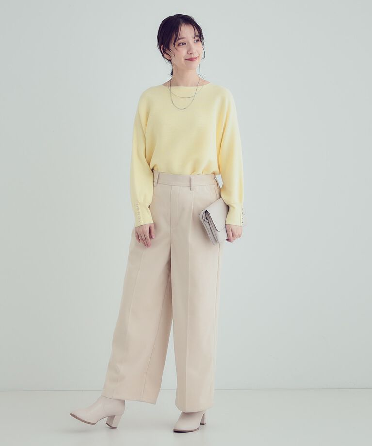 SHOO･LA･RUE「【洗える】大人の上品コーデに お袖ビジュー釦付きリブドルマンニット」|ニット・セーター|