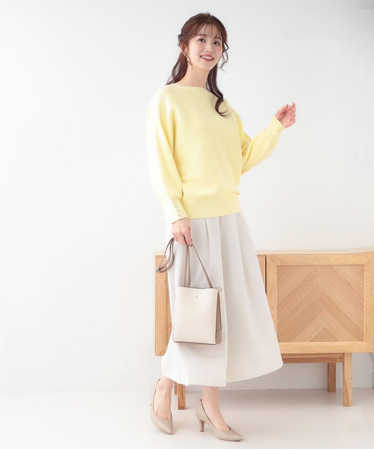 SHOO･LA･RUE「【洗える】大人の上品コーデに お袖ビジュー釦付きリブドルマンニット」|ニット・セーター|