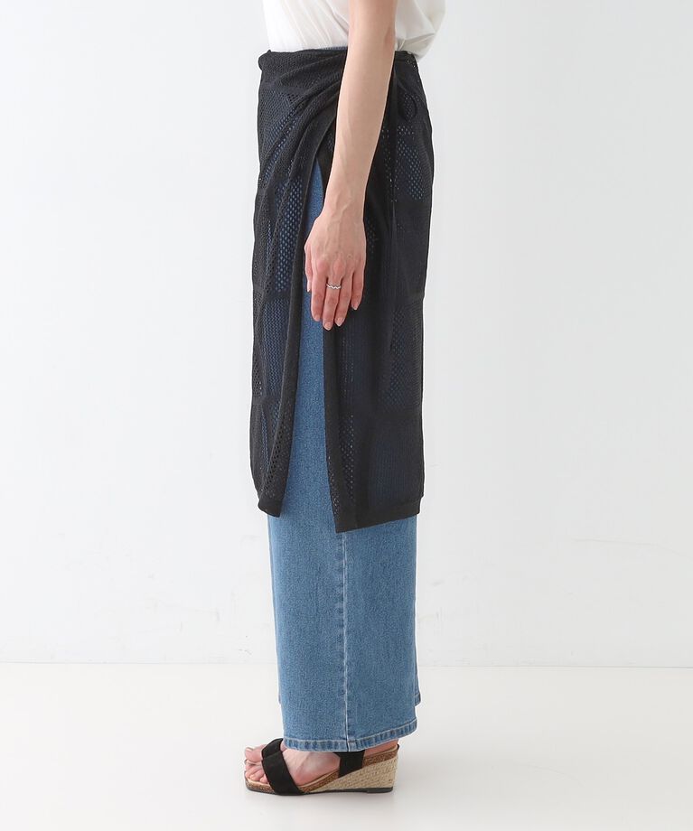 SHOO･LA･RUE「パッチワーク風ニット 巻きスカート」|スカート|