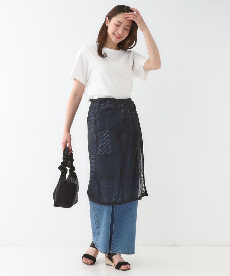 SHOO･LA･RUE「パッチワーク風ニット 巻きスカート」|スカート|