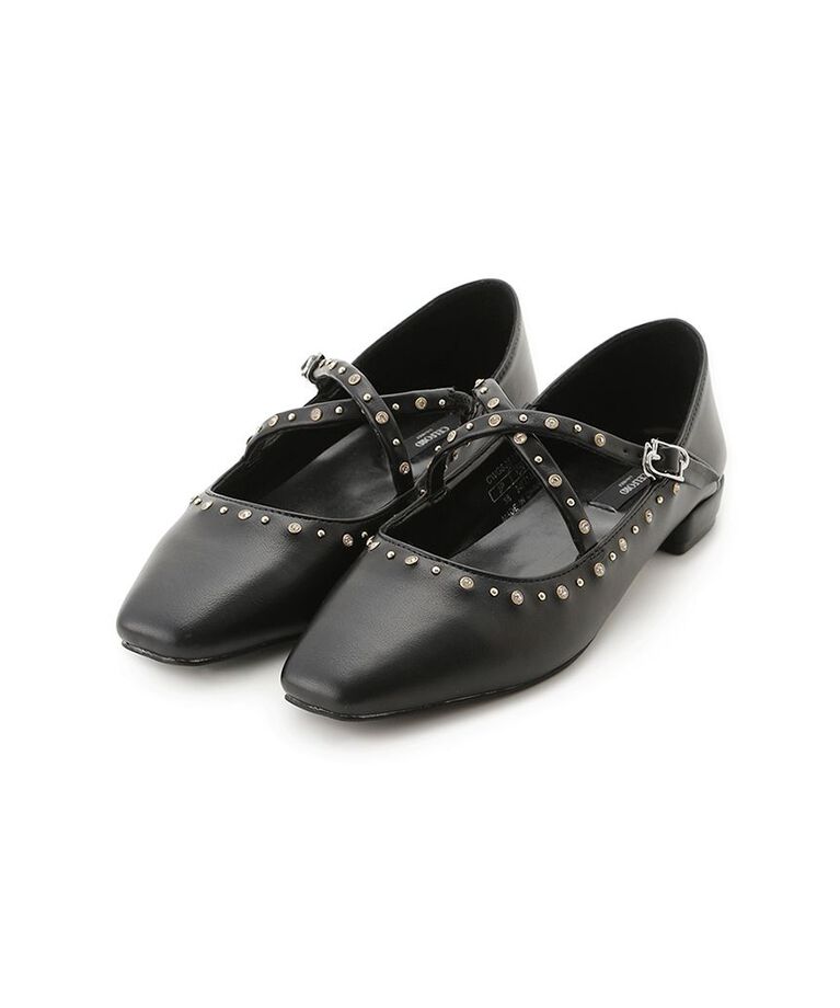 CELFORD「【リュタン】ビジュースタッズクロスベルトフラットシューズ」|パンプス|BLK